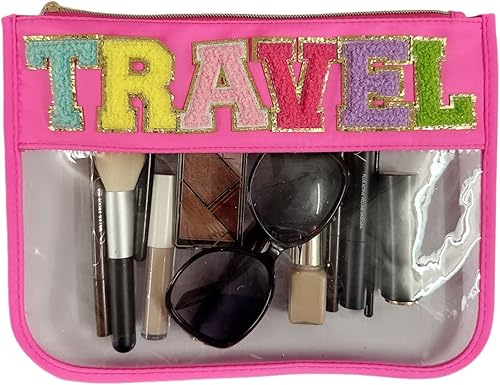 Miniatura 8 de cqoogrlx Bolsa transparente de felpilla con letras, bolsa de cosméticos transparente de nailon, bolsa plana transparente, bolsa de maquillaje de