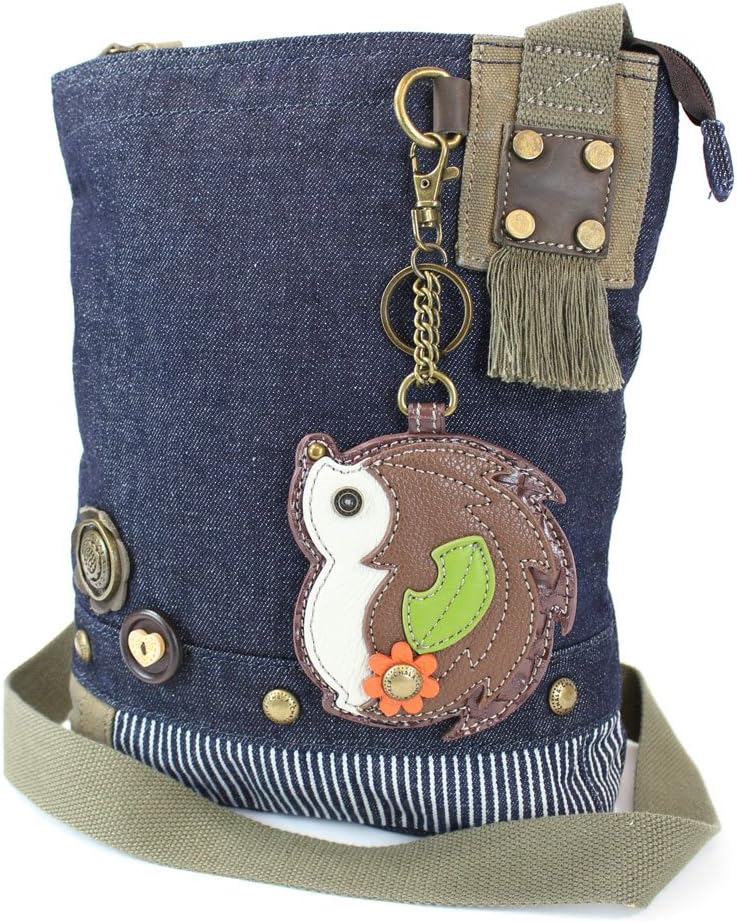 Chala Handbag Patch Cross-body Messenger Bag (Denim Porcupine)