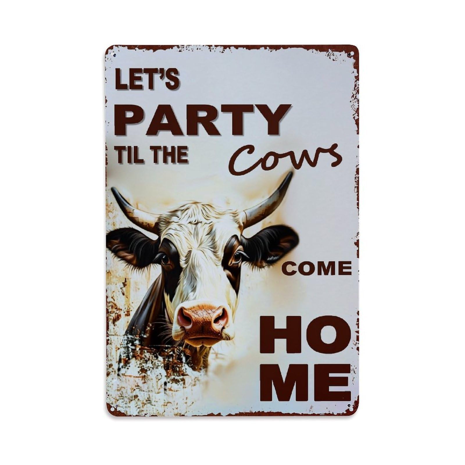 Jdfenggu Vintage Cow Face With Horns And Text Retro Metal Tin Sign, Decor Art Poster For Bar, Home, Man Cave, Kitchen, Laundry Room Gift 8X12inch
