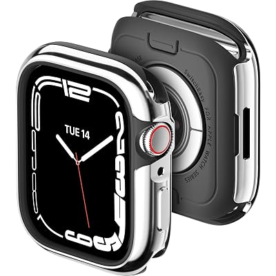 MAGEASY Aircraft-Grade Aluminum Rugged Case for 41mm Apple Watch Series 9, Series 8, Series 7 | 2 in 1 Metal Hard Shell with Shockproof Inner Bumper for Maxed Protection, Odyssey - Flash Silver