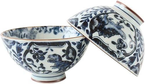 Miniatura 10 de Mino ware Cerámica Japonesa Par Arroz Tazón Happy Rabbit Verde y Rojo Hecho en Japón (Importación de Japón) MIG009