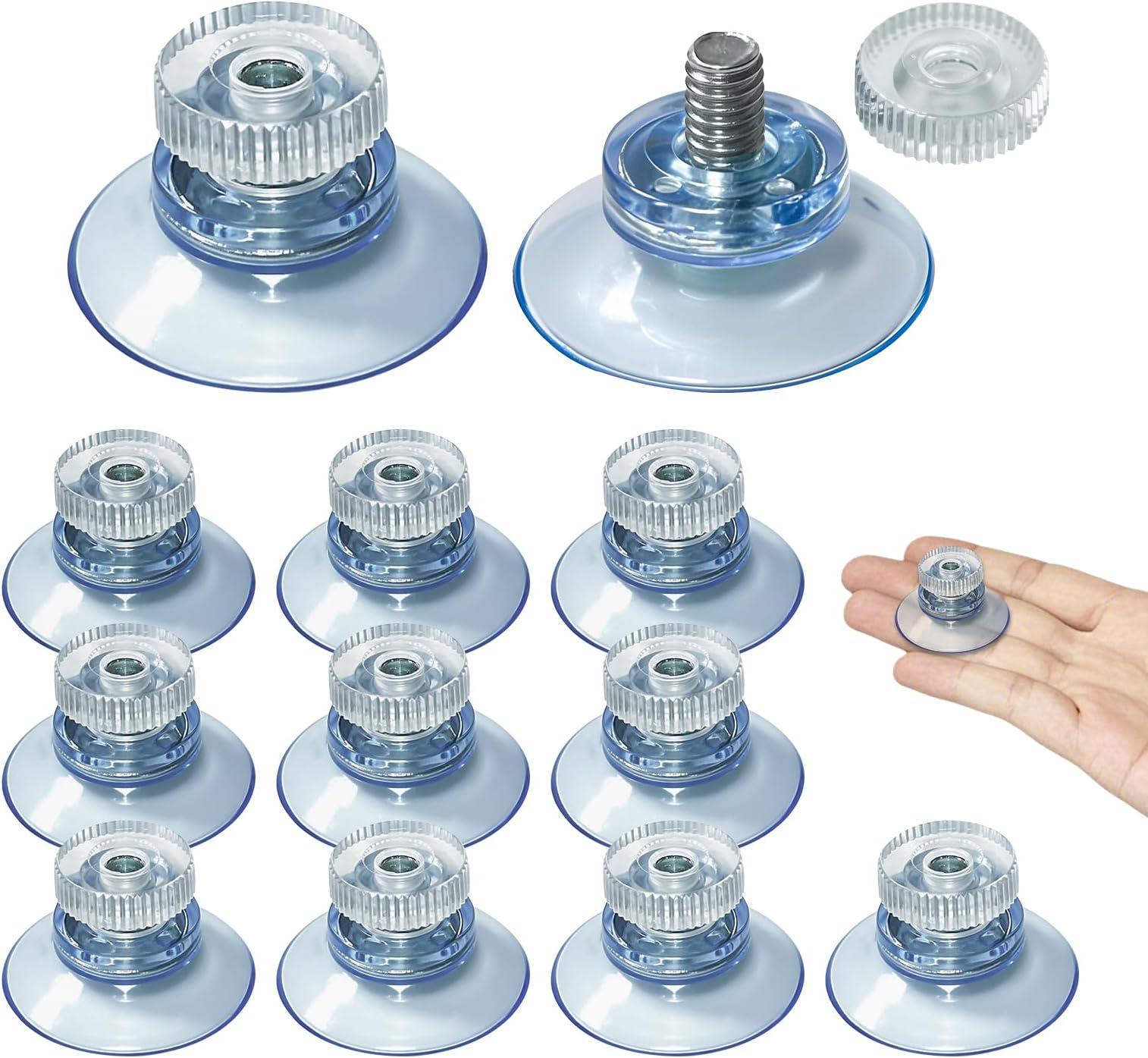 20 Pack Mini Suction Cups,25mm/1'' Suction Cup with M5 Screw Clear PVC Sucker Pads Extra Strong Sucker Suction Cup Glass Suction Holder with Screw Nut for Bathroom Wall, Window, Car Shade (12pcs)