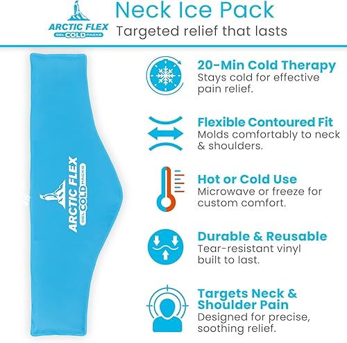 Miniatura 2 de Arctic Flex Bolsa de hielo para el cuello, envoltura de terapia de hombro de compresión fría, almohadilla de gel médica reutilizable para hinchazón,