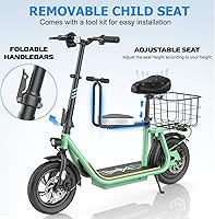 Vista 76 de Caroma Electric Scooter with Seat, Max 30 Miles Range&20MPH Speed, Peak 800/1200W Motor, Foldable Electric Scooter for Adults and Teens, Commuter E