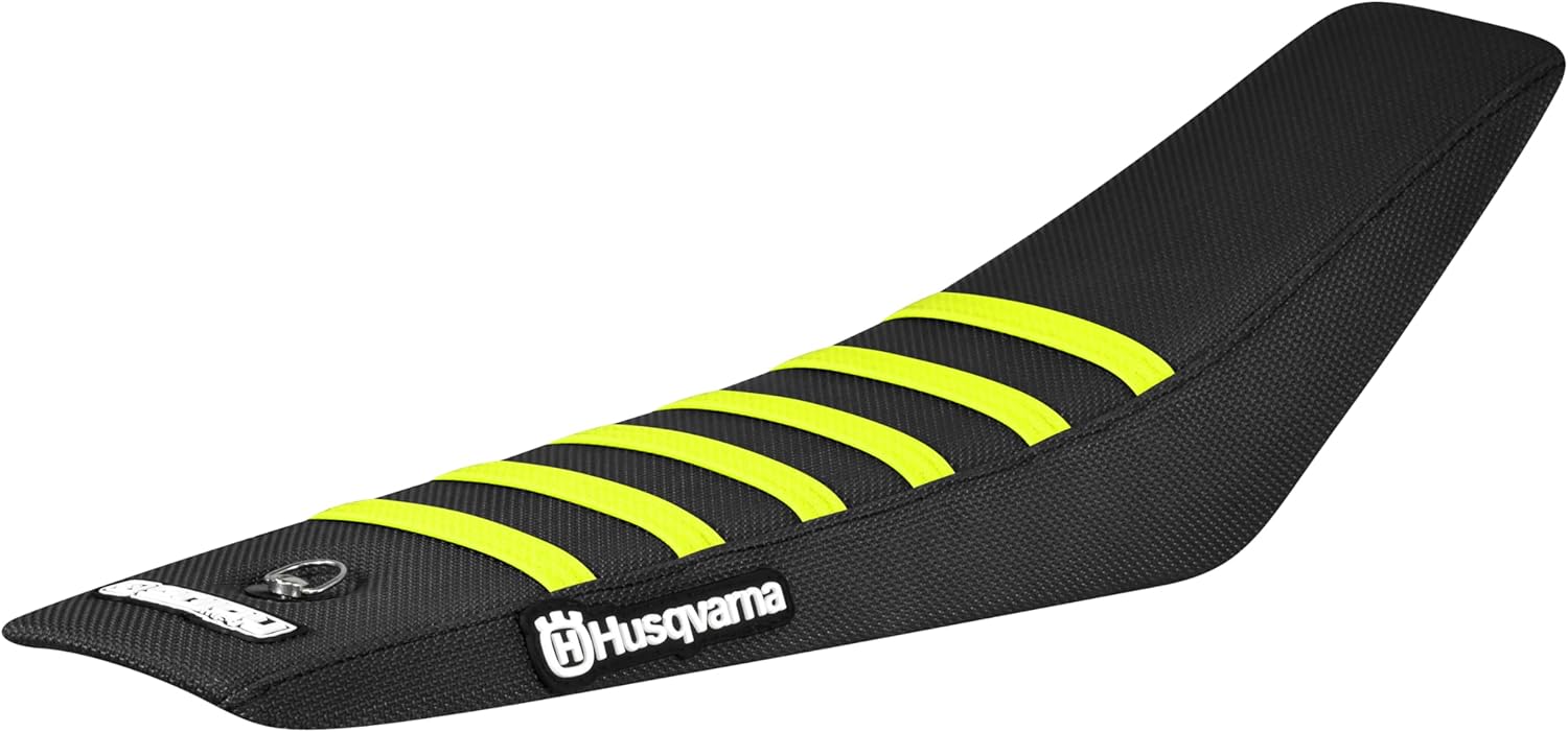 Enjoy Mfg Seat Cover - Compatible with Husqvarna 2024-2025 TC 65 TC65 Husky 65#445 Logo (All White/Black Ribs)