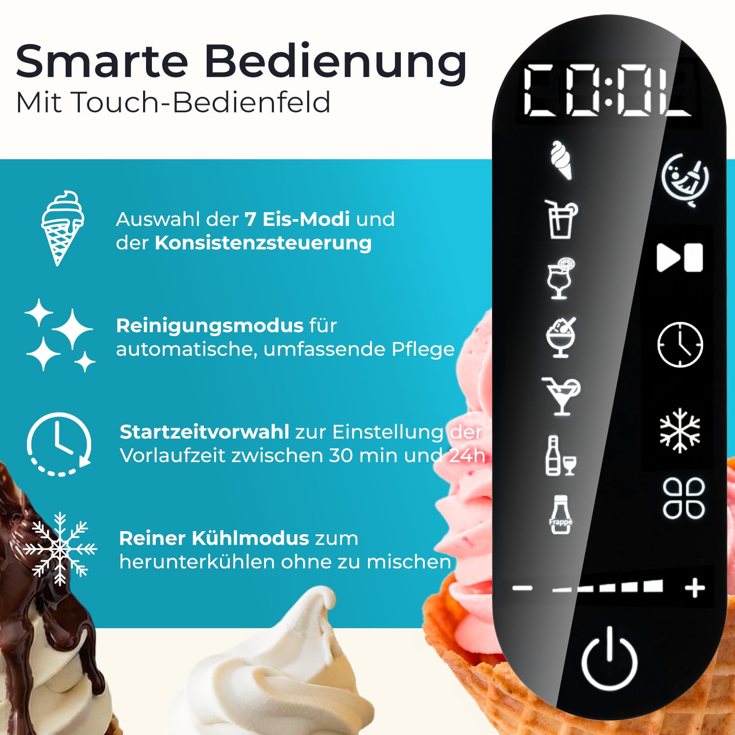 KLAMER Softeismaschine, Eismaschine & Slush Maschine mit 7 Programmen: Softeis, Slushie, Frappé u... Ansicht 9