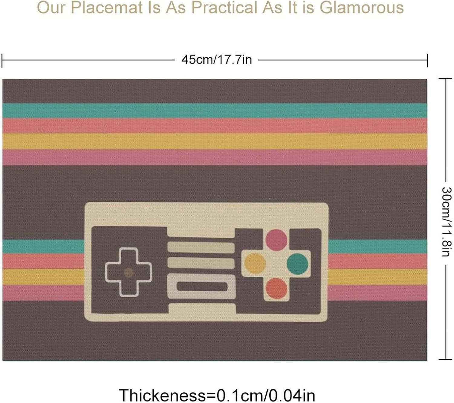 Retro Video Game Controller Printed PVC Placemats for Dining Table Heat Resistant Place mat Reusable Decorative