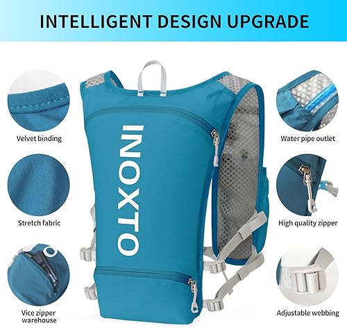 Miniatura 9 de INOXTO - Mochila de hidratación para correr, ligera, aislada, con bolsa de agua de 50.7 fl oz (1.5 L), mochila para senderismo, correr, ciclismo,
