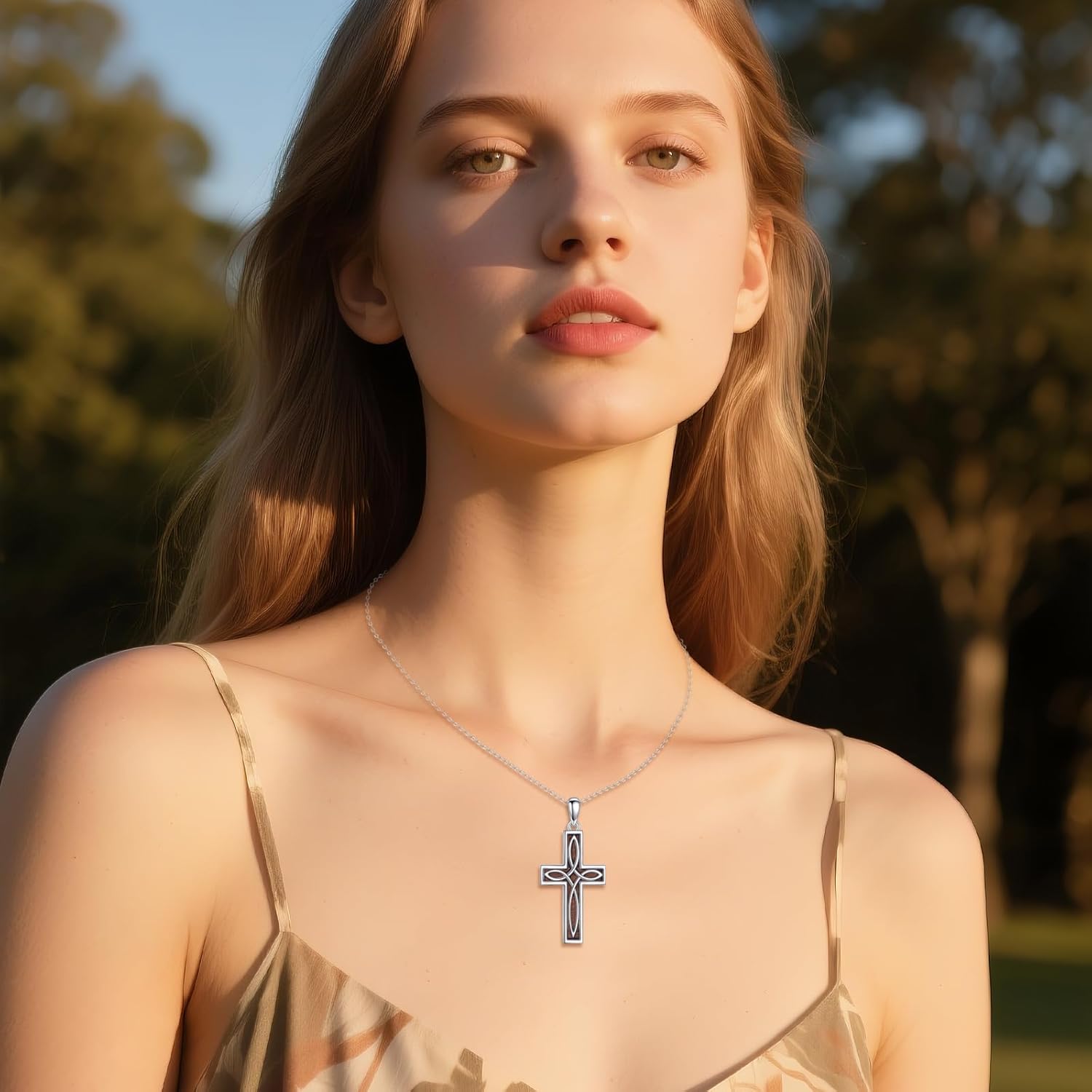 YAFEINI Religious Cross Pendant Necklace Sterling Silver Celtic Knot Cross Pendant Necklace Jewelry Gifts for Women Men - Image 2