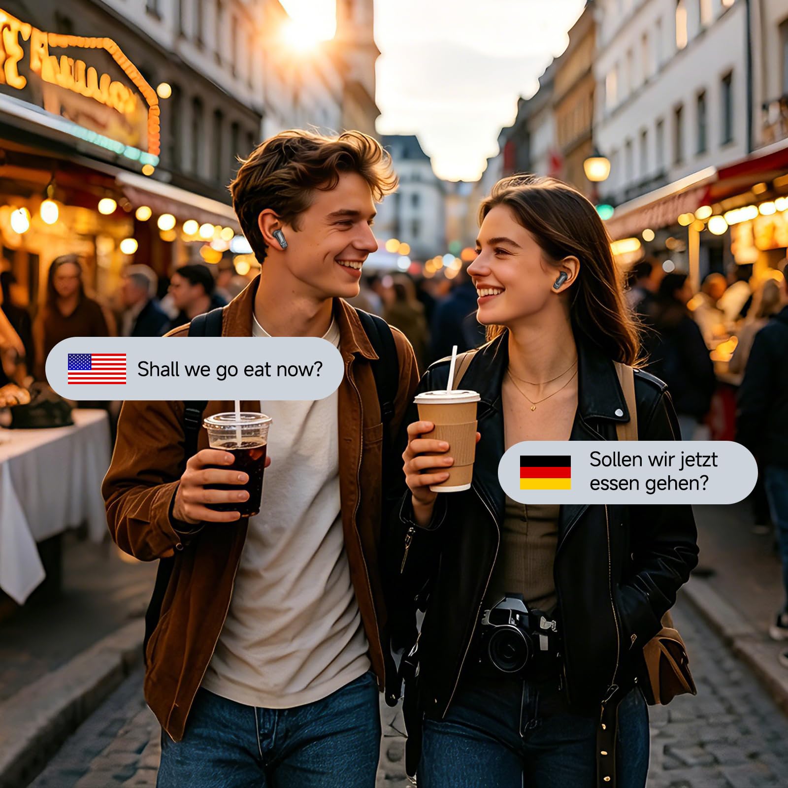 BEARTAIN Übersetzungskopfhörer 3-in-1 Echtzeitübersetzung 165 Sprachen Touchscreen 60H iOS Android Reisen