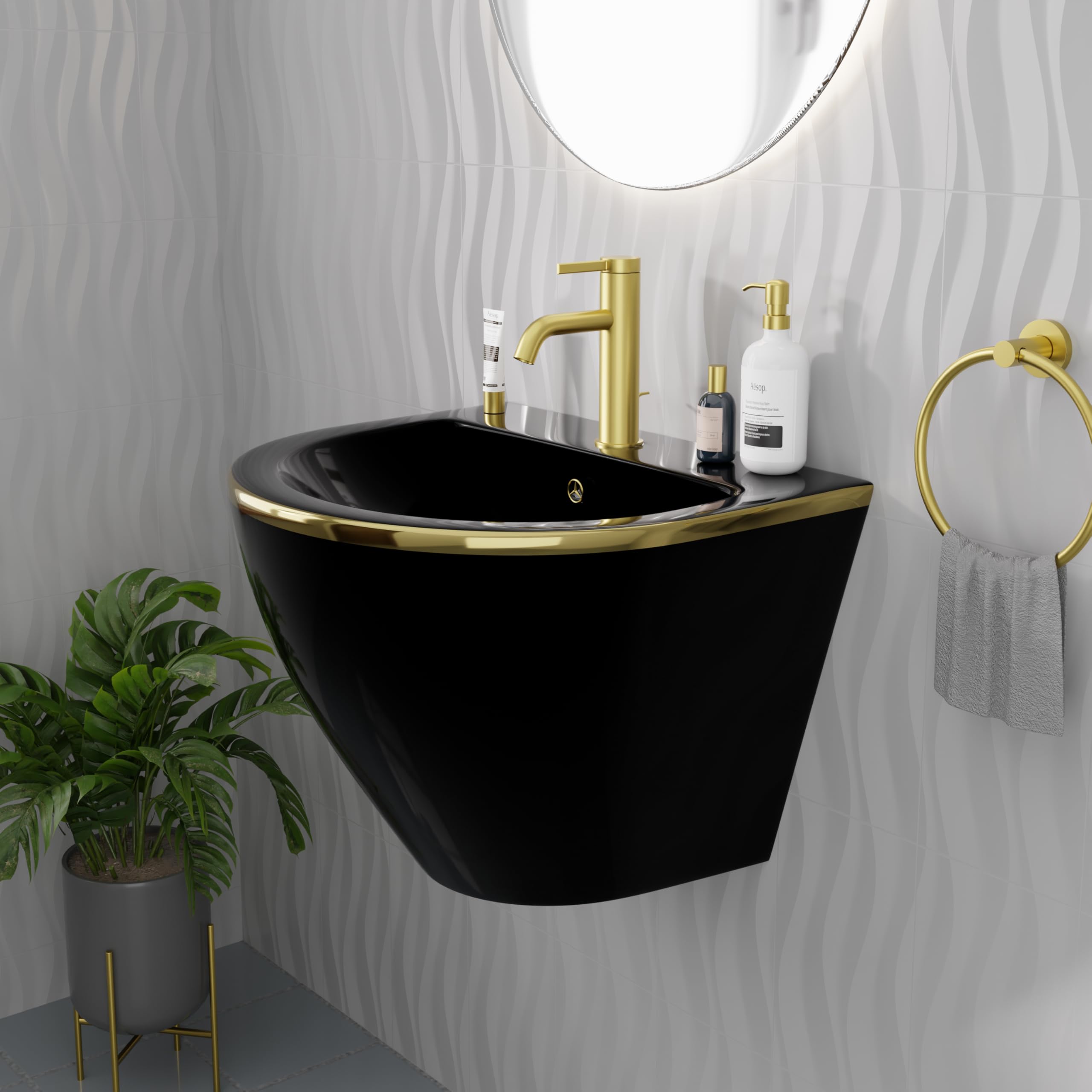 See full amazon price history chart for B BACKLINE Ceramic Luxury Wall Mount/Wall Hung Half Pedestal Wash Basin Bathroom Sink/Vessel Sink For Bathrooms & Livingroom (Black Gold Glossy) B BACKLINE Ceramic Luxury Wall Mount/Wall Hung Half Pedestal Wash Basin Bathroom Sink/Vessel Sink For Bathrooms & Livingroom (Black Gold Glossy) (B0DDSTVX93) Amazon Price History, Amazon Price Tracker