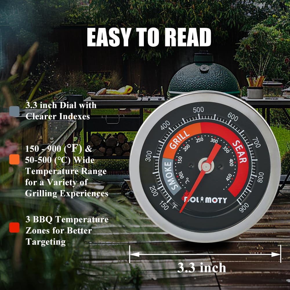 Upgrade Replacement Thermometer for Big Green Egg with 3.3" Dial image 4