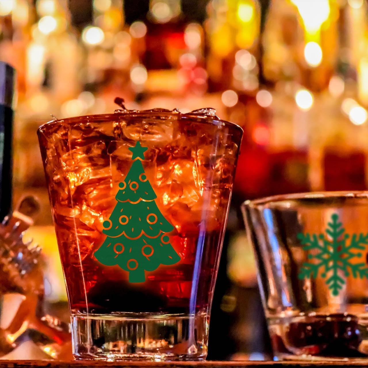 6 PCS Christmas Theme Shot Glasses Set, 1.5 oz Clear Shot Glass Cups with Heavy Base, Christmas New Year Party Supplies or Favors - Image 5