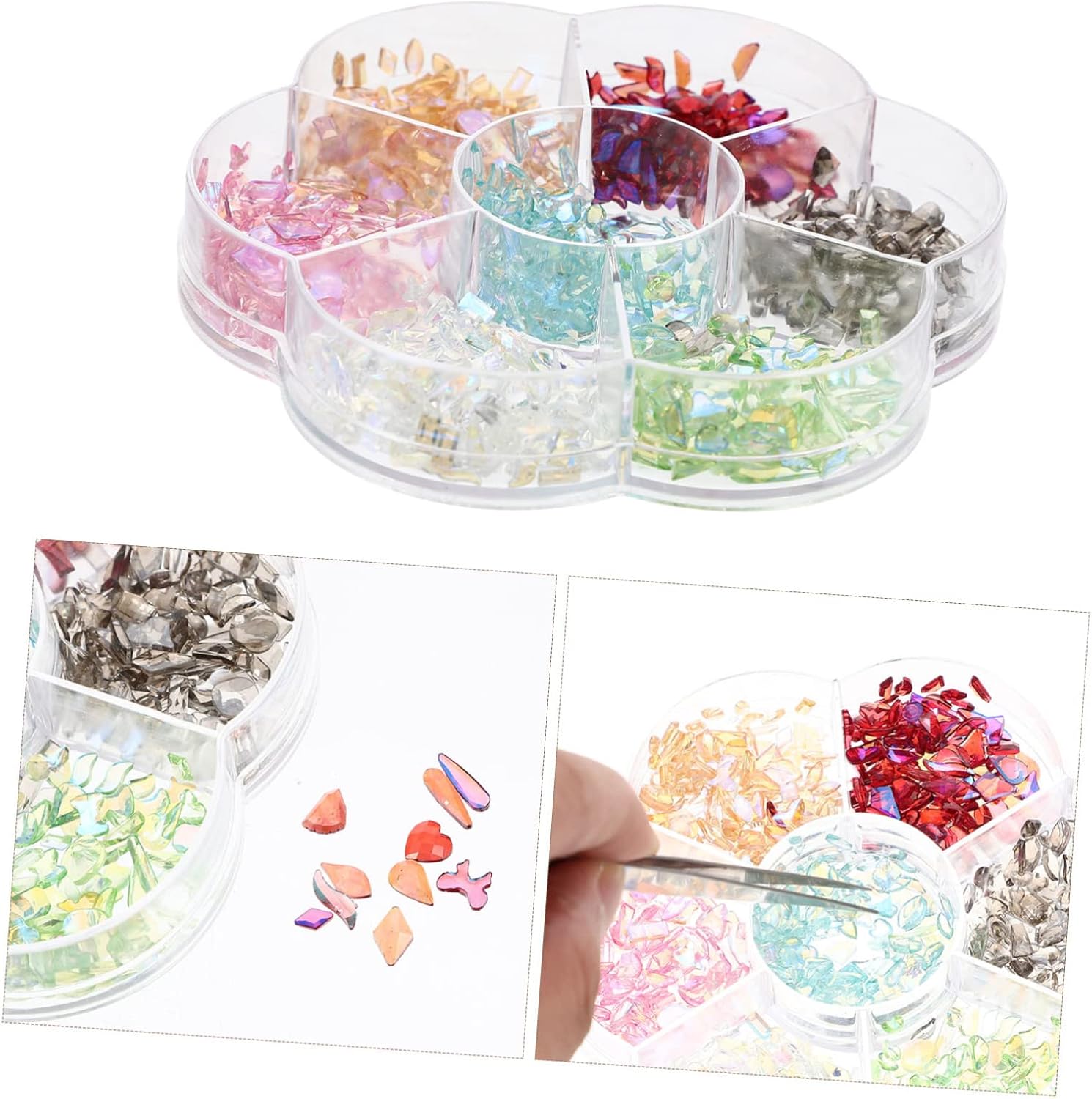 FRCOLOR Nail Art Crystals Decor Multi-Shape Flat Back Rhinestones for Manicure Nail Accessories for Crafts Home Decor Art