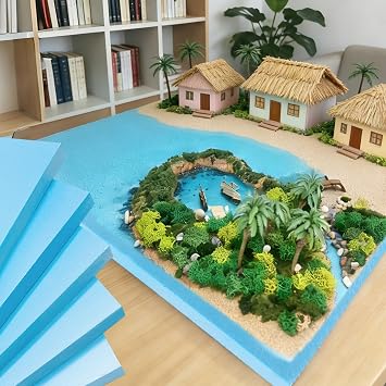 Blue Polystyrene Foam Board for Crafts, 5 Pack Foam Sheets Thick Polystyrene Sheet for DIY Crafts Modelling Sculpture, 30x20x2CM