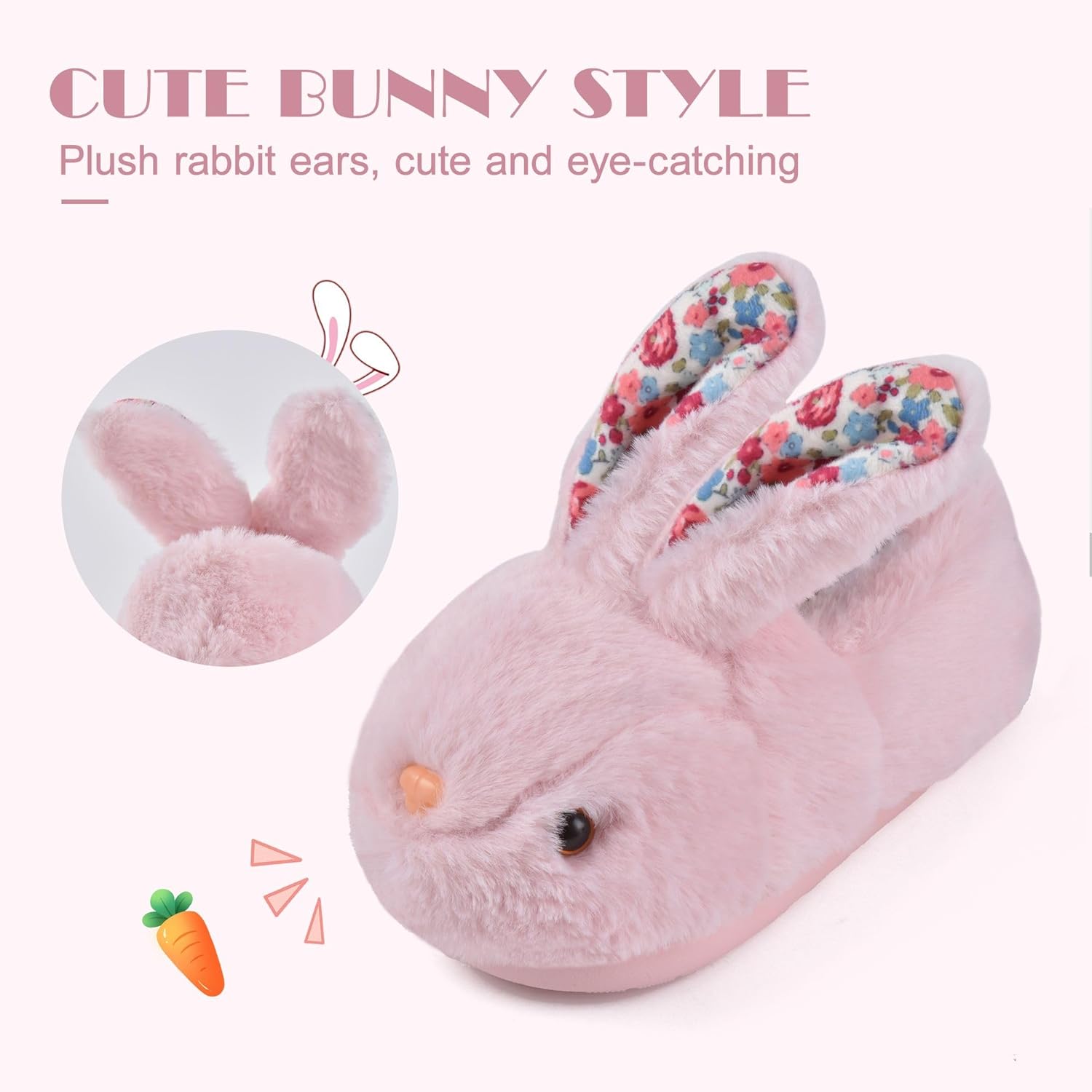 JACKSHIBO Toddler Slippers Boys Girls Little Kids Dinosaur House Shoes Cute Bunny Slipper for Home Indoor Winter Bedroom Non Slip Soft Plush Rabbit Warm Shoes - Image 4