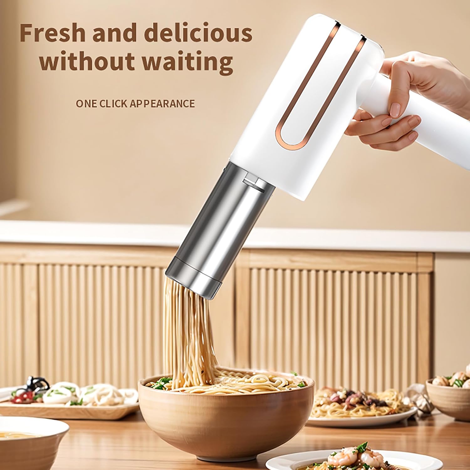 Handheld Electric Pasta Maker, 5-in-1 Cordless Kitchen Noodle Making Machine, Automatic Press for Homemade Spaghetti Ramen, Portable With Dough Cutter