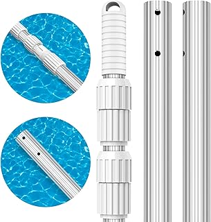 S-Union Thickened Telescopic 16.5 Feet Pool Pole, Upgraded Heavy Duty Aluminum Swimming Pool Cleaning Pole, Adjustable Length 6.5 to 16.5 Feet, Universal Pole for Skimmer Net Rake Brush Vacuum Head