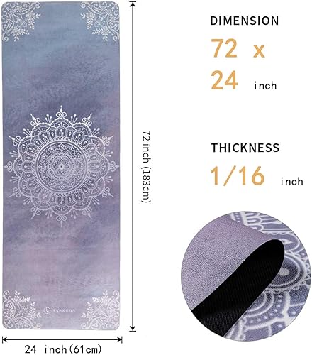 Miniatura 2 de Tapete de yoga de viaje, antideslizante, de gamuza con bolsa de transporte, tapete de fitness multiusos con superficie antidesgarros de alta