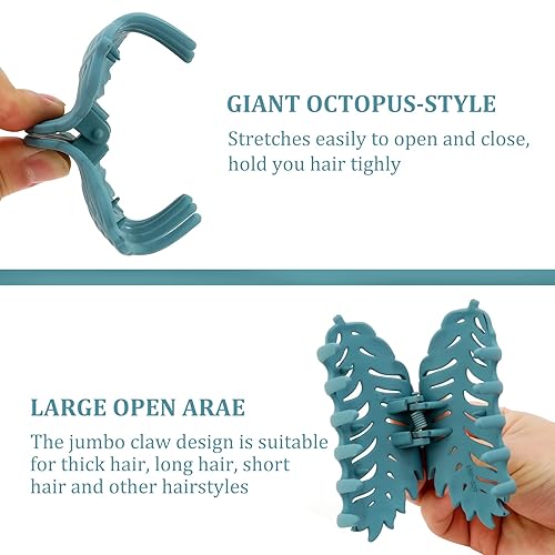 Miniatura 4 de AMCAMI Paquete de 8 pinzas para el cabello de 37 pulgadas antideslizantes grandes fuertes para cabello grueso pinzas de mandíbula de moda pinzas de