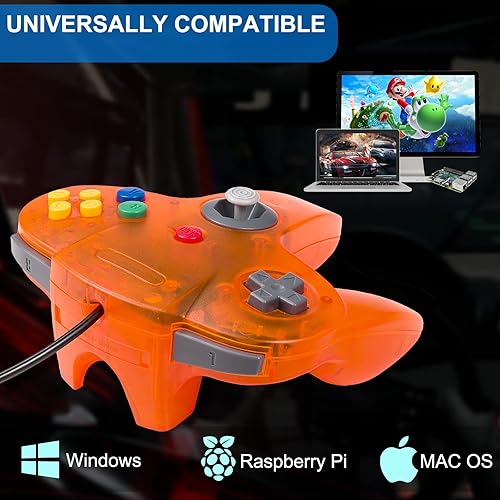 Miniatura 4 de KIWITATA Classic N64 USB Controller, N64 Wired Remote Emulator Game Controller for Windows XP 7 8 11& MAC & Retropie Orange