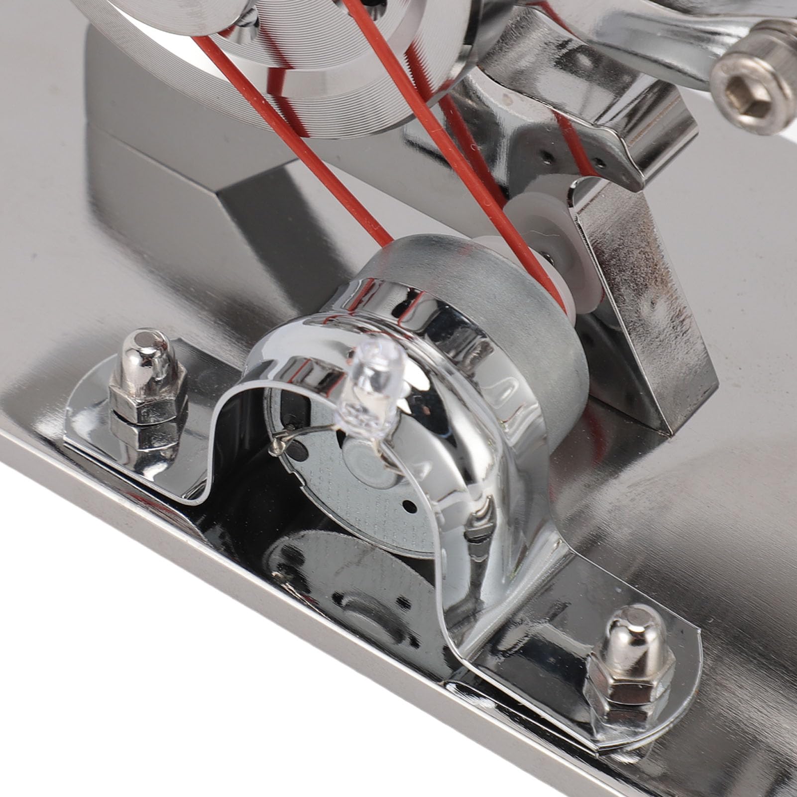 AMONIDA Juguete Modelo de Motor Stirling con Generador de Electricidad Educativo LED Colorido para Niños y Adultos Uso Doméstico Aleación de Aluminio (Silver)