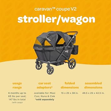 Larktale Caravan Coupe V2 Wagon Stroller for 2 Kids, Byron Black
