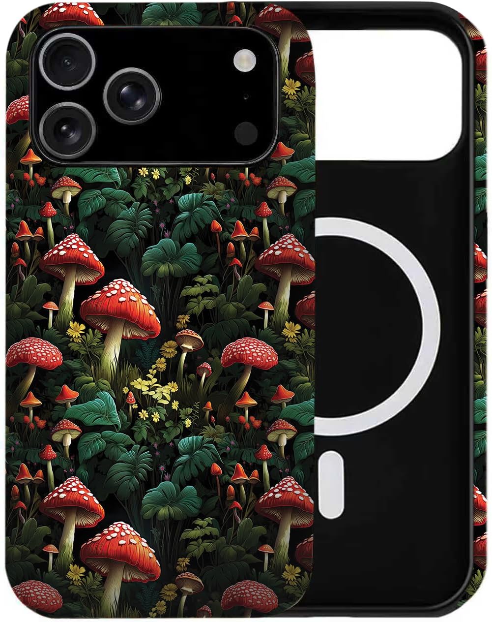 Generic Case Compatible with iPhone 16 Pro Max,[Compatible with MagSafe] Clear with Mushroom Art Design Phone Case for Girl Women Boy Men,Dual-Layer Fashion Design