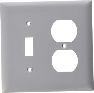 Legrand Pass & Seymour TP18GRY Trademaster Mid-Size Unbreakable Nylon Wall Plate, 2 Gang, Combination One Toggle and One Duplex Outlet Cover, Gray (1 Count)