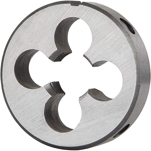 Miniatura 3 de M6 × 0.030 in HSS métrico grifo y troquel de rosca rosca redonda Die mano derecha 3 flautas HSS cono tono plateado (2 piezas)