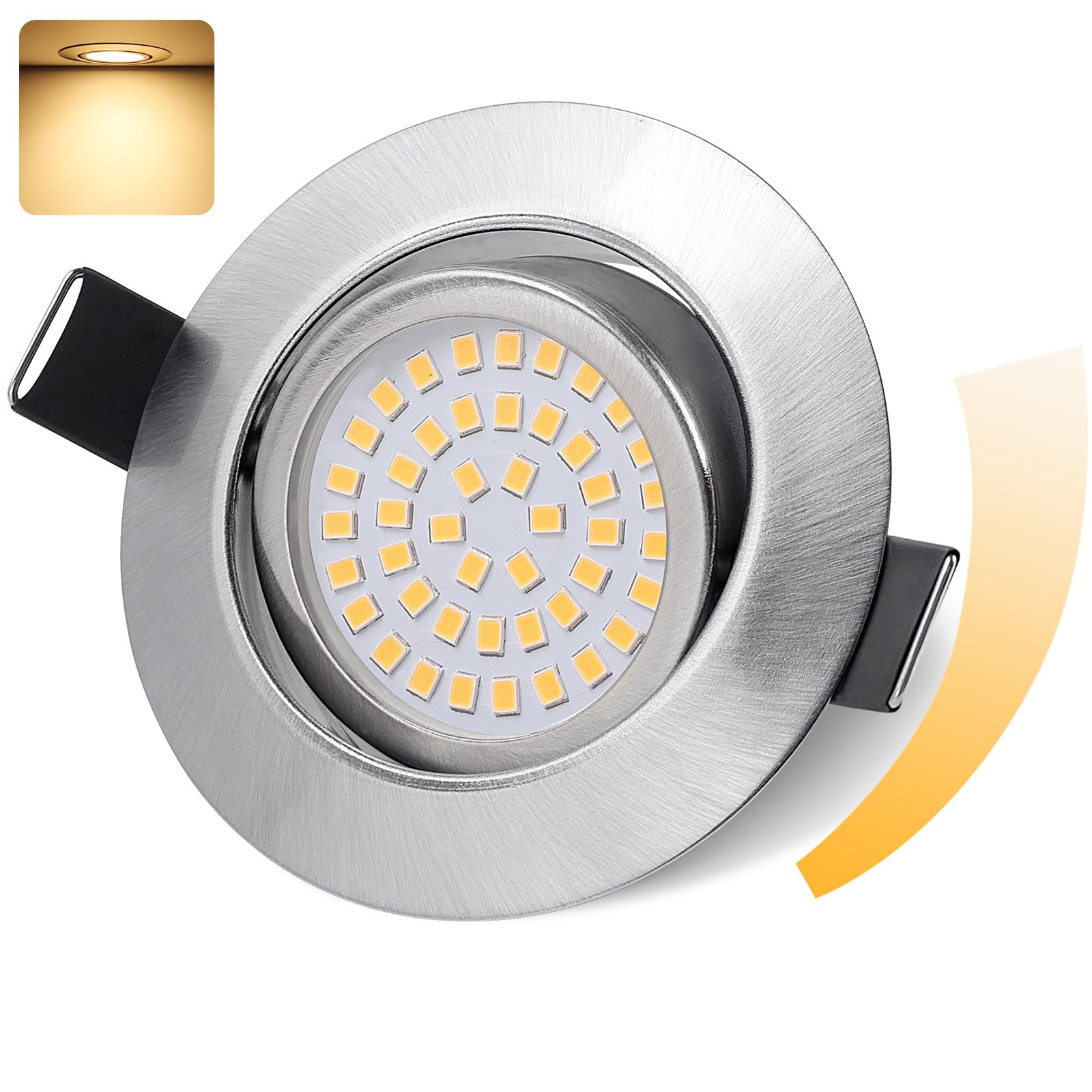 GeyouLux IP44 LED Downlights Dimmable Nickel 3000K 1 Pack
