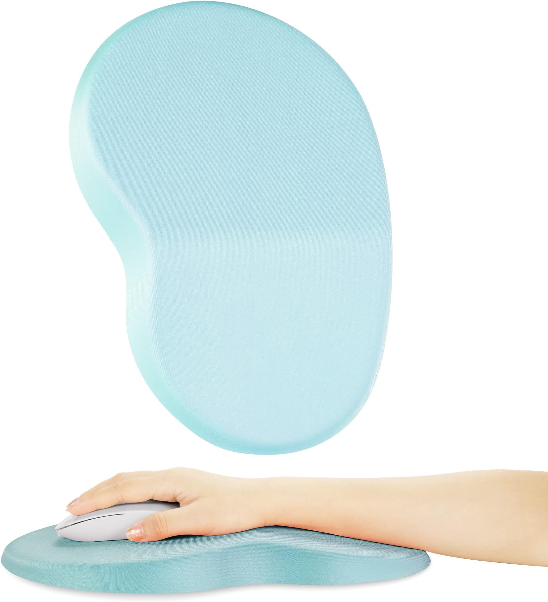 Ergonomic Mouse Pad with Wrist Support, Relief Carpal Tunnel Pain Mousepad, Full Memory Foam with Non-Slip PU Gel Base, Comfortable Wrist Pad Mouse Pad for Desktop Office Home(Green-Blue)