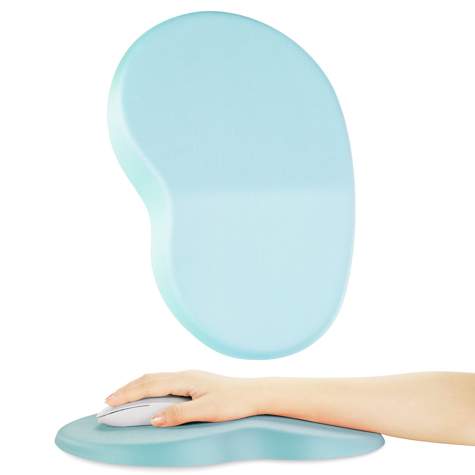 Ergonomic Mouse Pad with Wrist Support, Relief Carpal Tunnel Pain Mousepad, Full Memory Foam with Non-Slip PU Gel Base, Comfortable Wrist Pad Mouse Pad for Desktop Office Home(Green-Blue)
