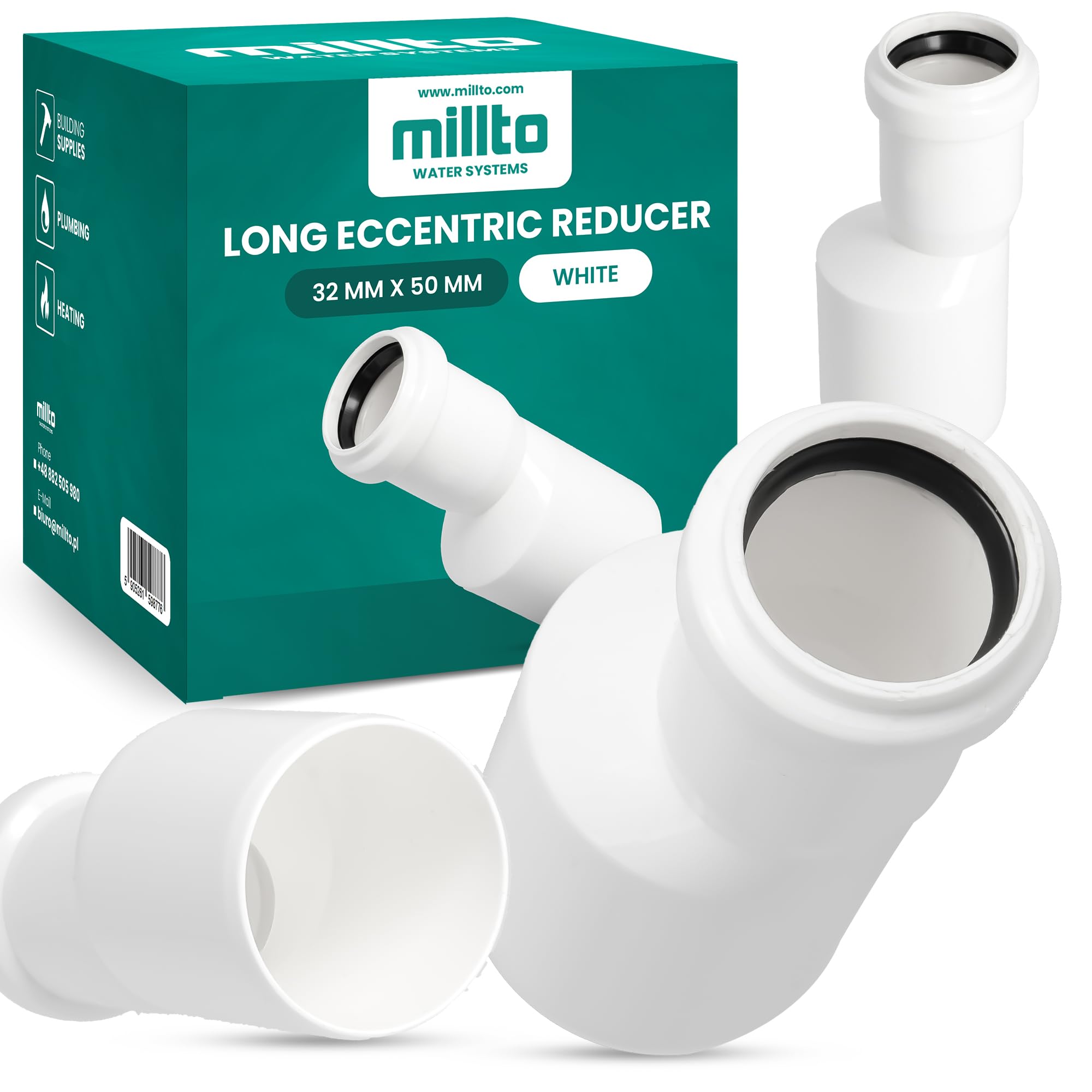 Quickun Raccordo Riduttore Per Tubo Flessibile Da 1/2" A 3/8" - Adattatore Spinato In Plastica PP Per Giunzione - Confezione Da 1 Pezzo