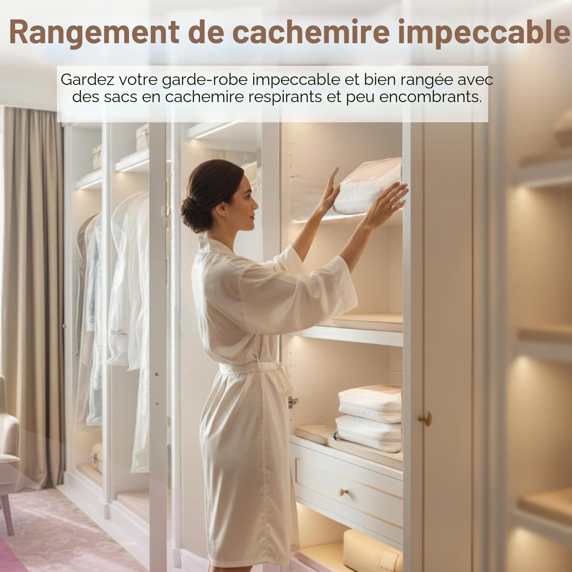Housse de rangement anti-mites pour la protection d’articles en cachemire (XL)
