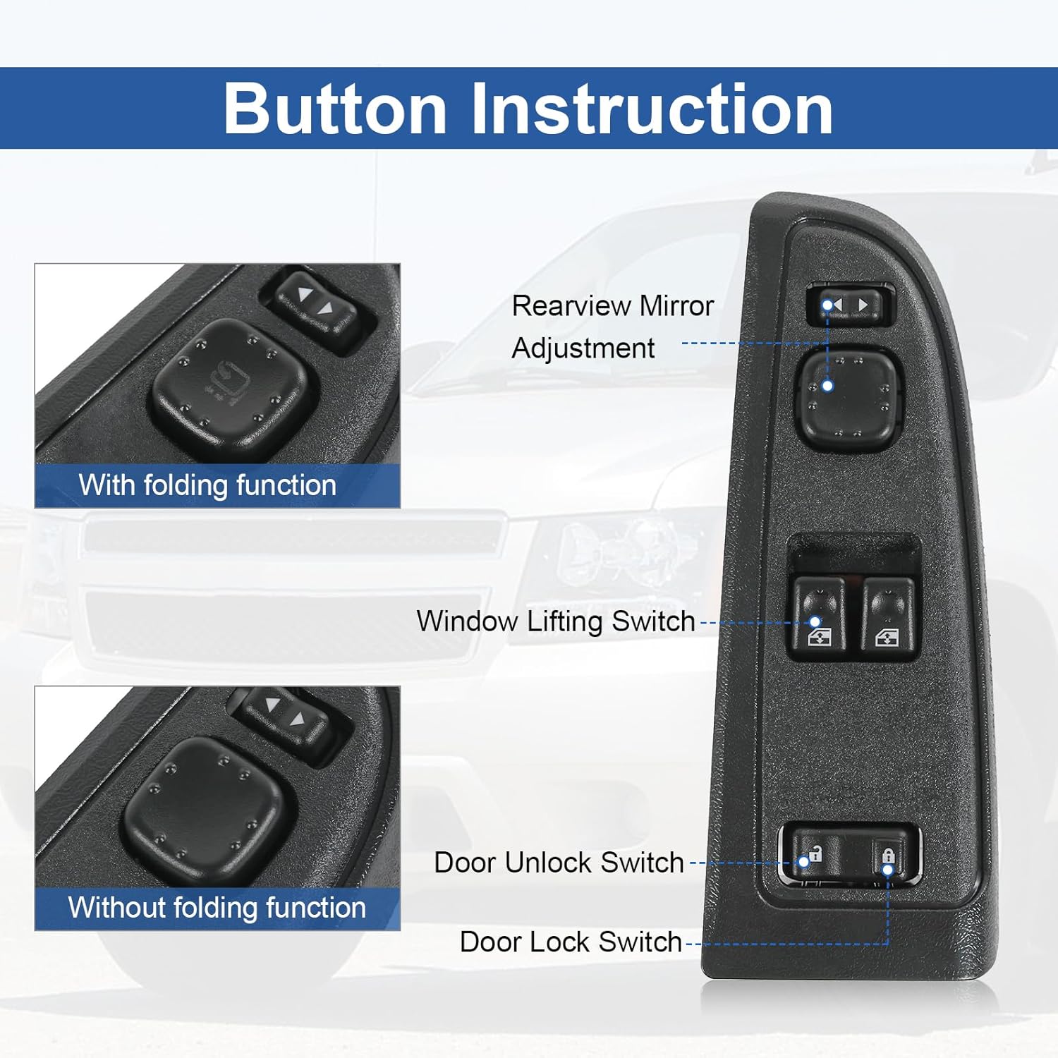DICMIC Front Driver Side Master Power Window Switch and Door Lock & Black Bezel Assembly Compatible with 2003-2007 Chevrolet, GMC Select Model Replace# 15883318, 920-023, DWS-226