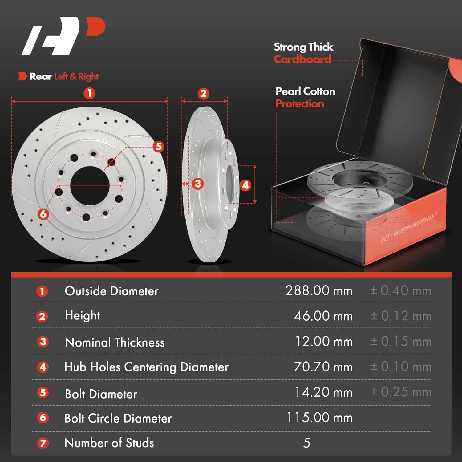 A-Premium Front and Rear Drilled and Slotted Disc Brake Rotors + Ceramic Pads Kit Compatible with Select Chevrolet Models - Malibu 2016 2017 2018 2019 2020, 12-PC Set
