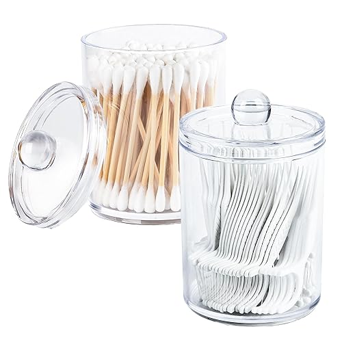 2 Pack Holder Dispenser with Lid Clear Plastic Bathroom Vanity
