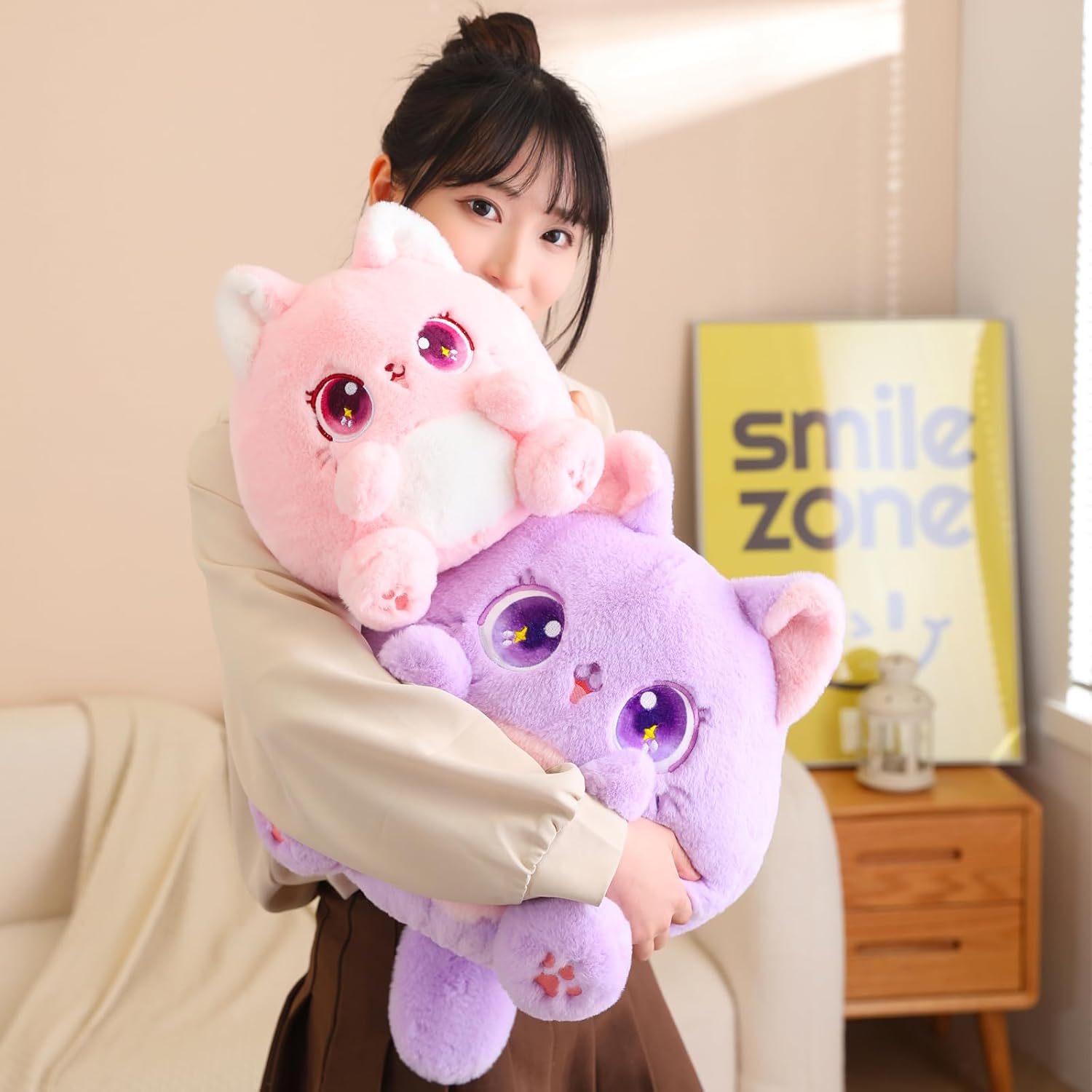 Fat Cat Plush Cute Soft Cat Stuffed Animals Kawaii Stuffed Plush Pillow Toy, Green, 14 Inch - Image 5