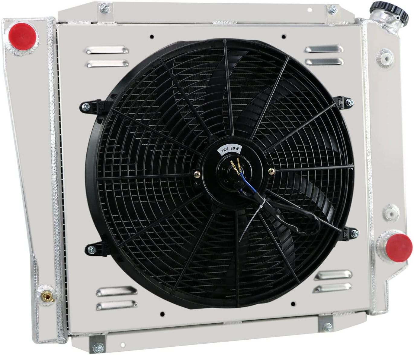 4 Row Aluminum Radiator+Shroud Fan Relay For 1966~1977 Ford Bronco 5.0L V8 Gas