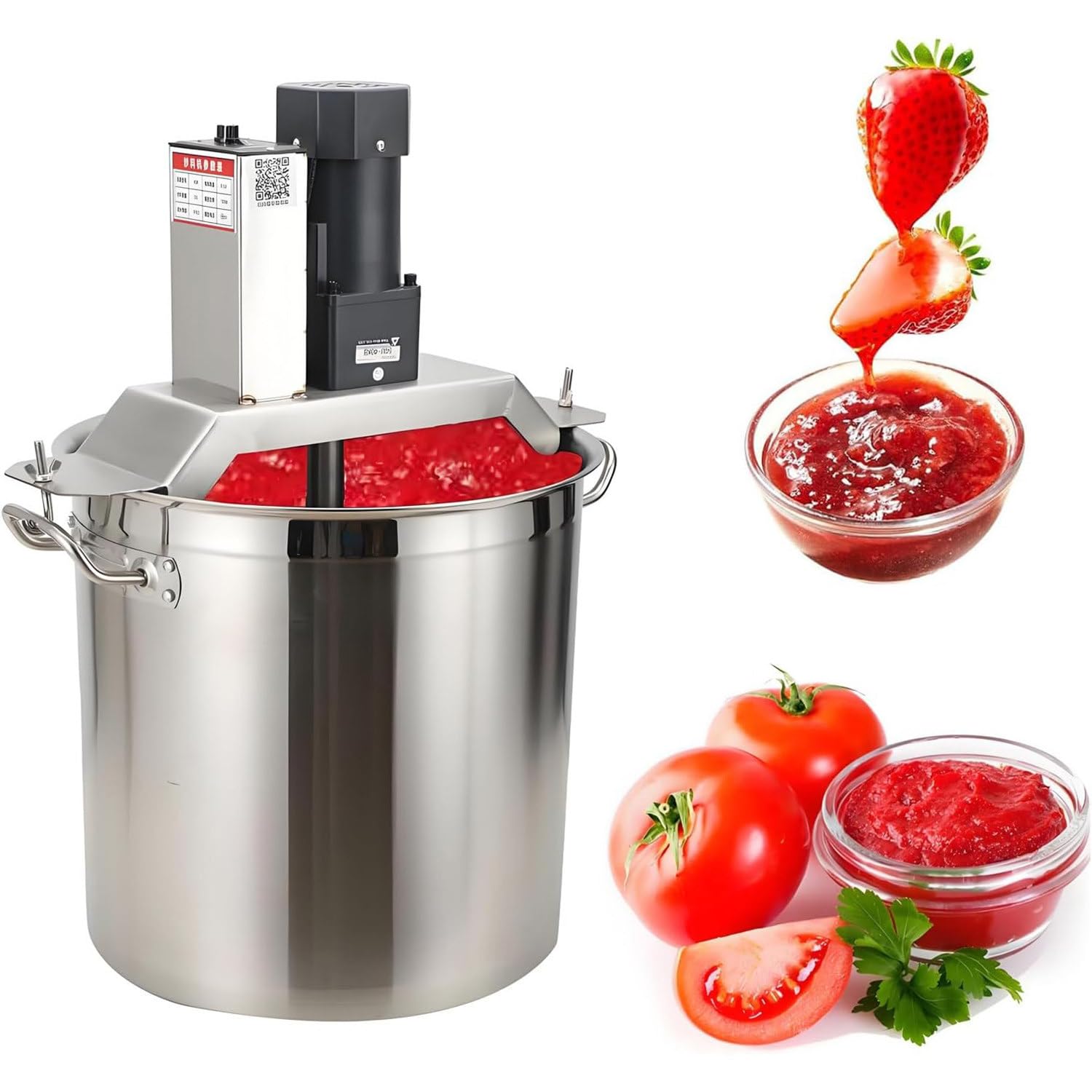 SENJINGHUA Automatic Pot Stirrer Mixer,Electric Mixer Machine,180W Commercial Food Mixer,4 Blade Scraper,Automatic Jam Blender for Making Jam, Sauce, and Soups,40L