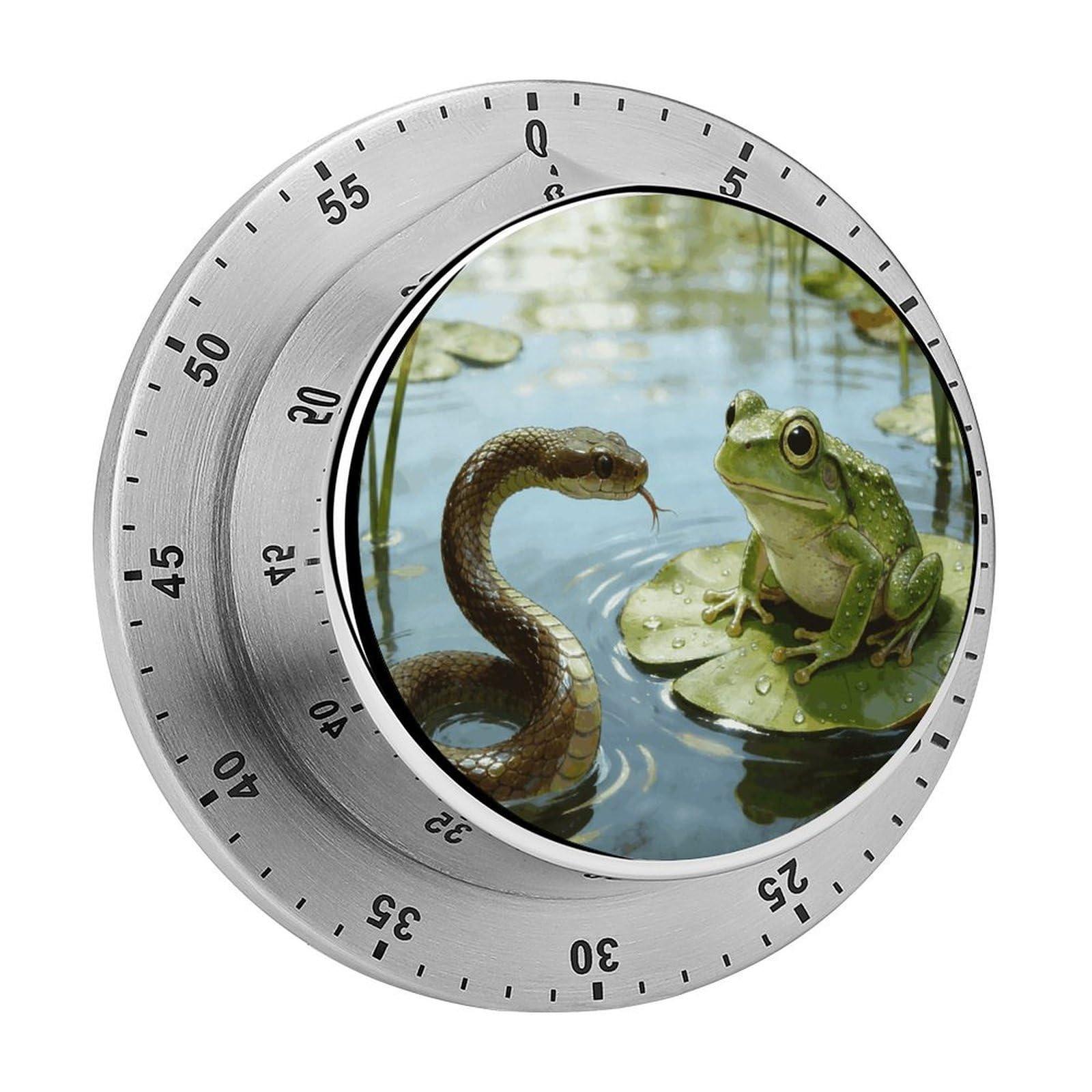 Snakes and Frogs Timer Exquisite Stainless Steel Body Desk Visual Timer with Loud Alarm 60-Minute Mechanical Countdown Timers Magnetic Backing Cooking Kitchen Timers for Work