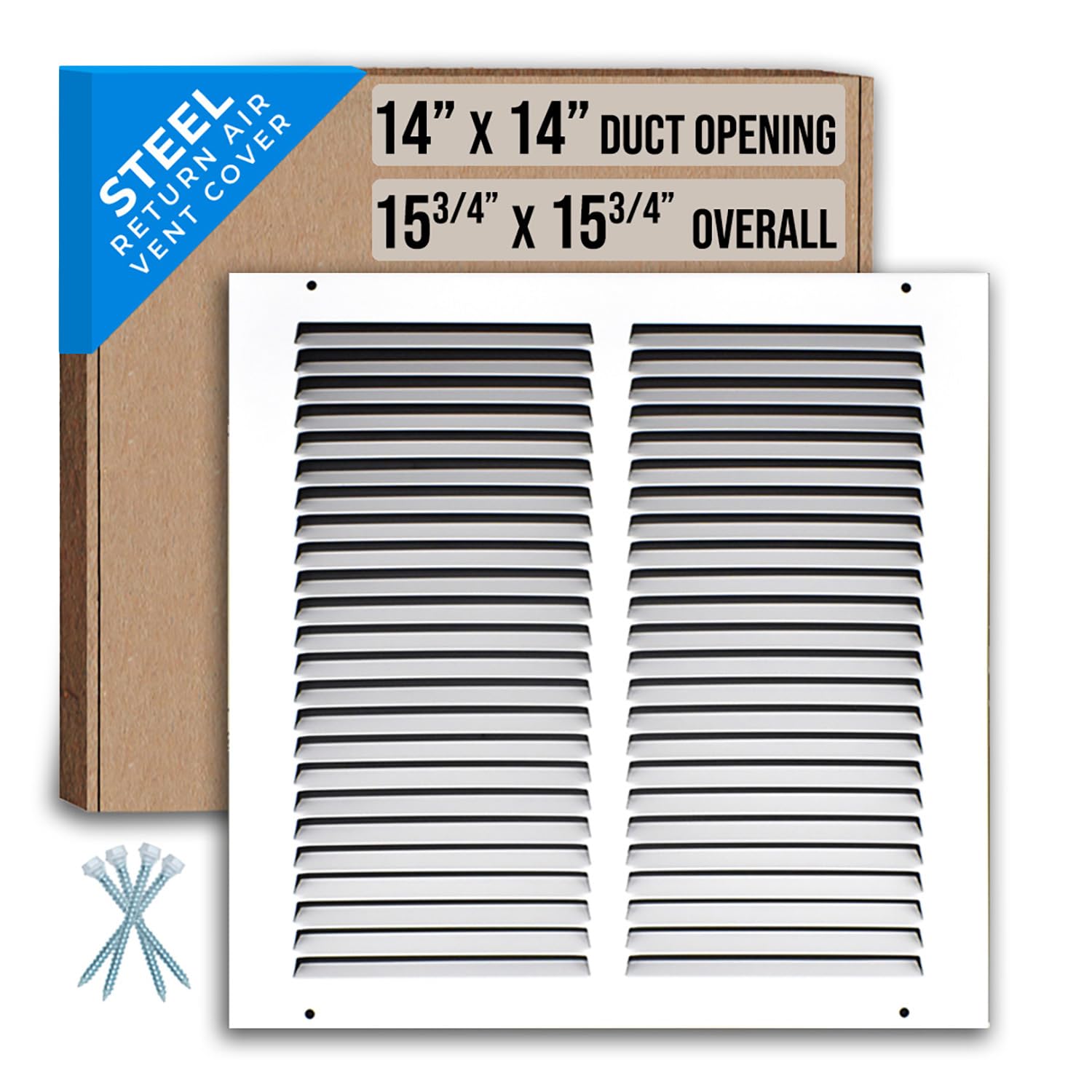 Handua s'adapte à l'ouverture de conduit de 35,6 x 35,6 cm | Grille de retour d'air en acier | Grille d'aération pour mur latéral et plafond | Blanc | Grille d'admission d'air froid CVC | Dimensions