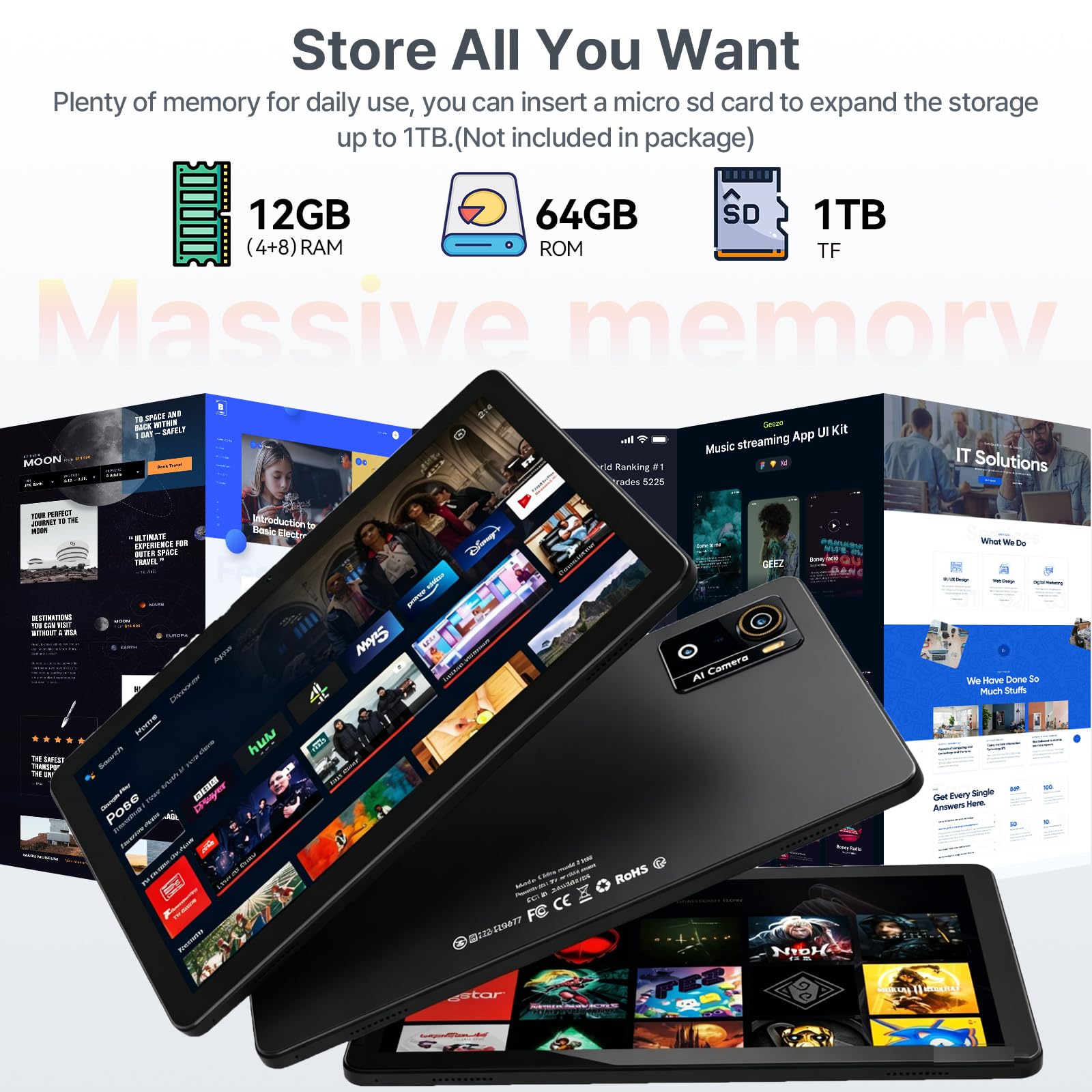 Amazon.com : Tablet 10.1 Inch, Android 16 Tablet with 12GB RAM