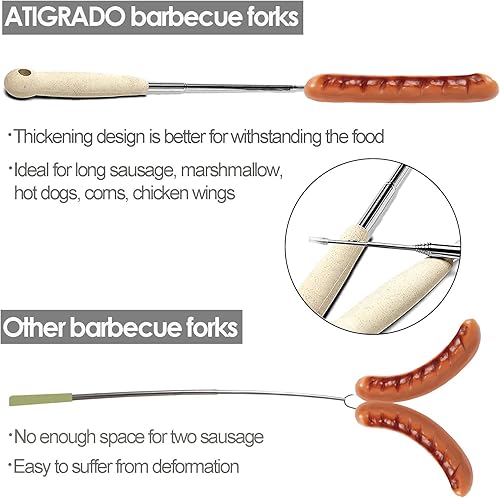 Miniatura 3 de 6 palitos para asar malvaviscos de 32 pulgadas  Palitos extensibles para hoguera larga  Palitos resistentes para perros calientes para fogatas,