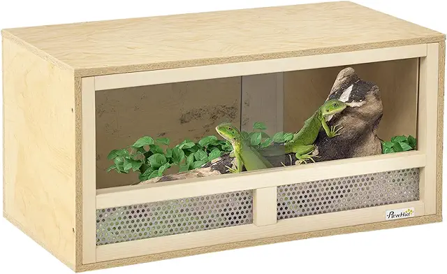 Terrario Camaleonte in Legno con Vetro Scorrevoli, 60x29.5x29.5 cm