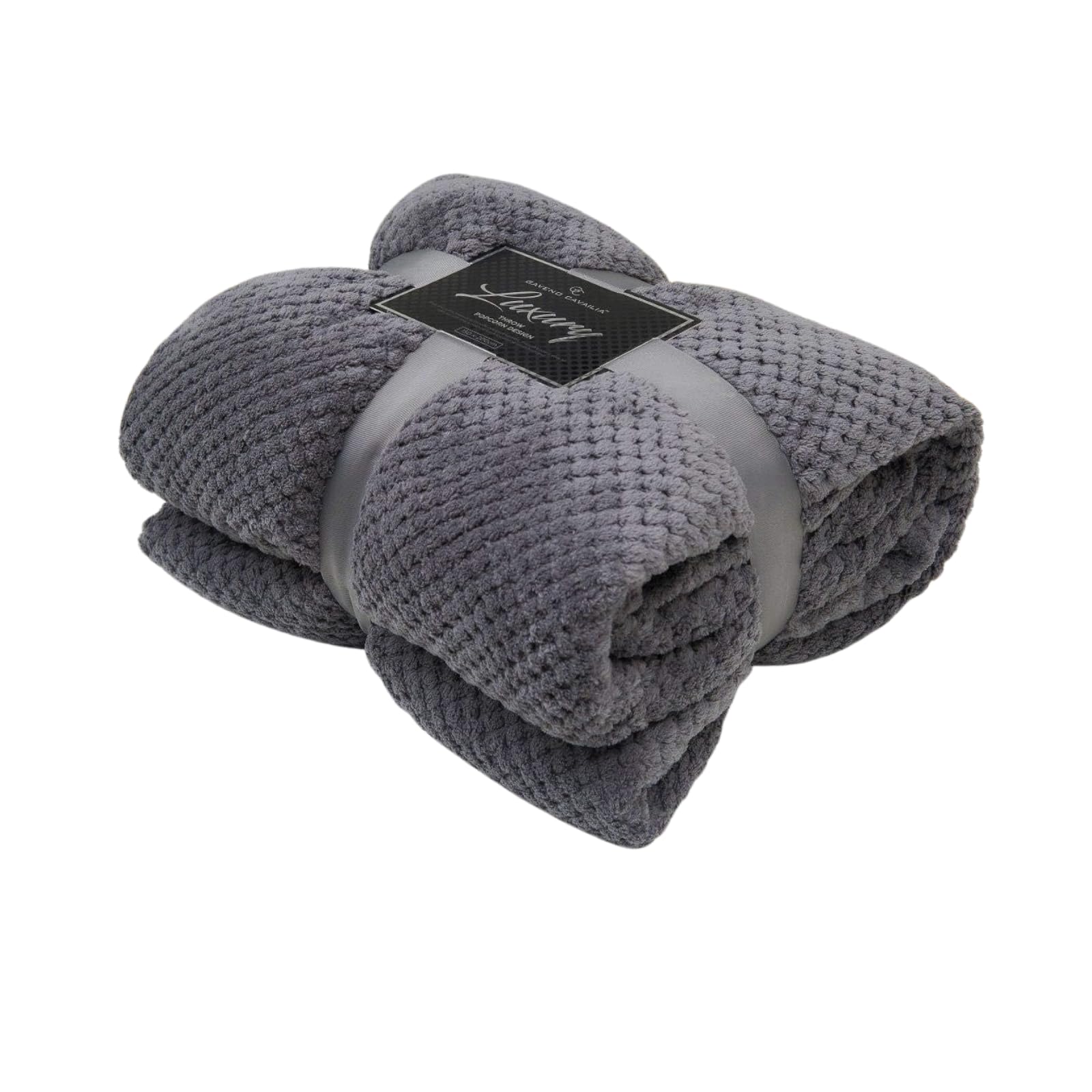 Dolce Vari Premium Waffle Whisper Fleece Throw Blankets Honeycomb Super Soft Warm Cozy Over Sofa Bed Throw Blanket (Charcoal, Single) - Image 4