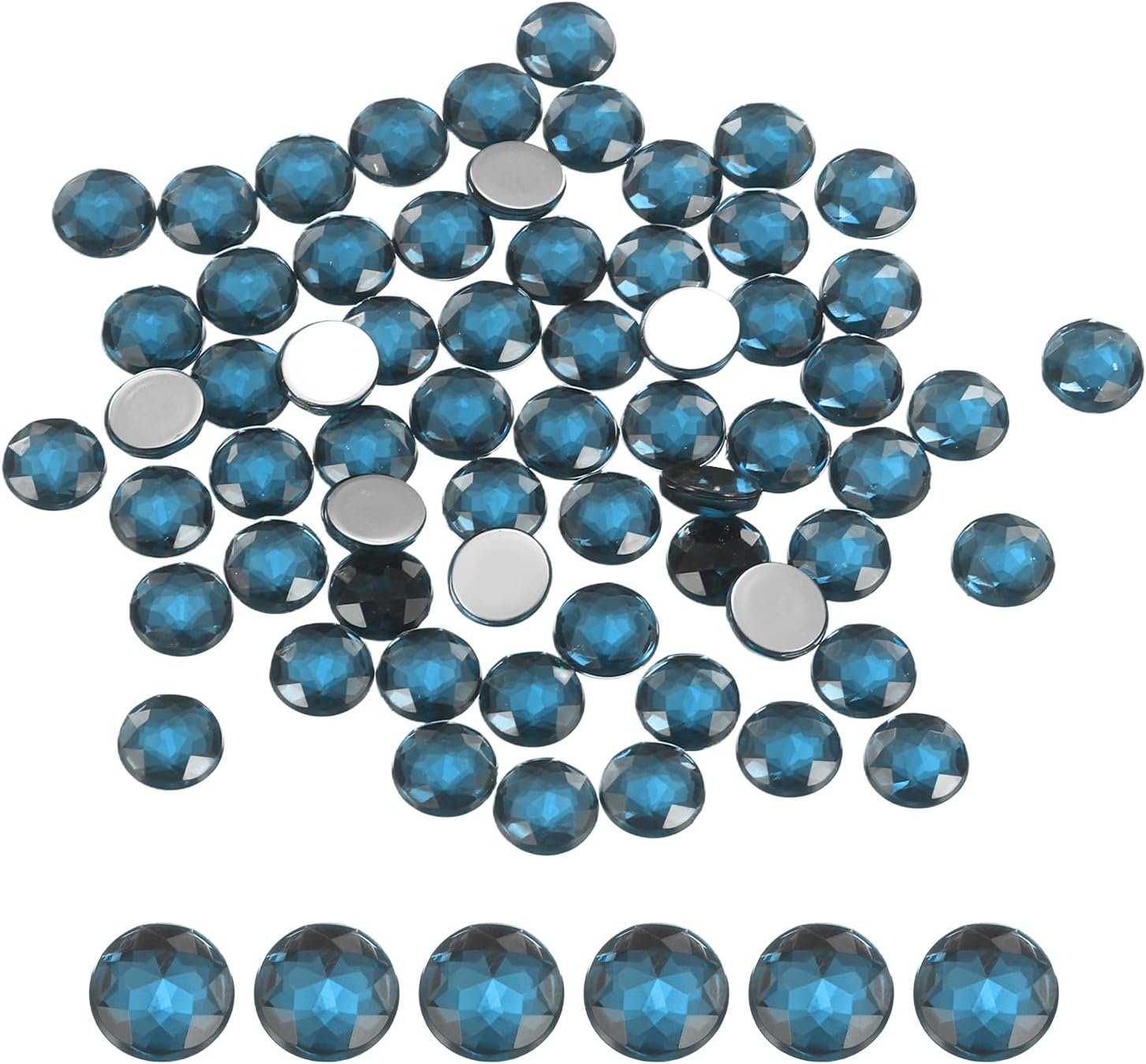 MECCANIXITY Flat Back Round Acrylic Rhinestones,8mm SS45 Indigo Flatback Crystal Rhinestones for Crafts Clothes Shoes DIY Decoration Gifts 100Pcs