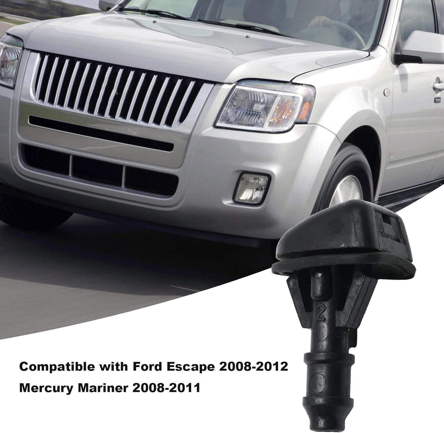 2 Pcs Windshield Wiper Washer Nozzle Spray Jet Replacement for Ford Escape 2009-2012 Mercury Mariner 2008-2011,Replaces 8L8Z17603AA, 8L8Z-17603-AA