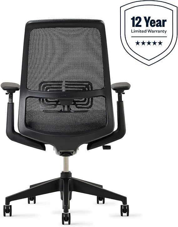 Haworth Soji Office Chair with Ergonomic Adjustments and Lumbar Support, Adjustable Desk Computer Chair with Flexible Mesh Back for Home Office Furniture, Charcoal